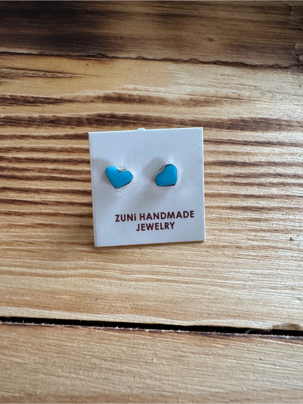 Zuni Turquoise Heart Stud Earrings